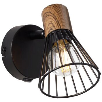 Brilliant Manama Wandspot Holz dunkel, Schwarz, 1-flammig