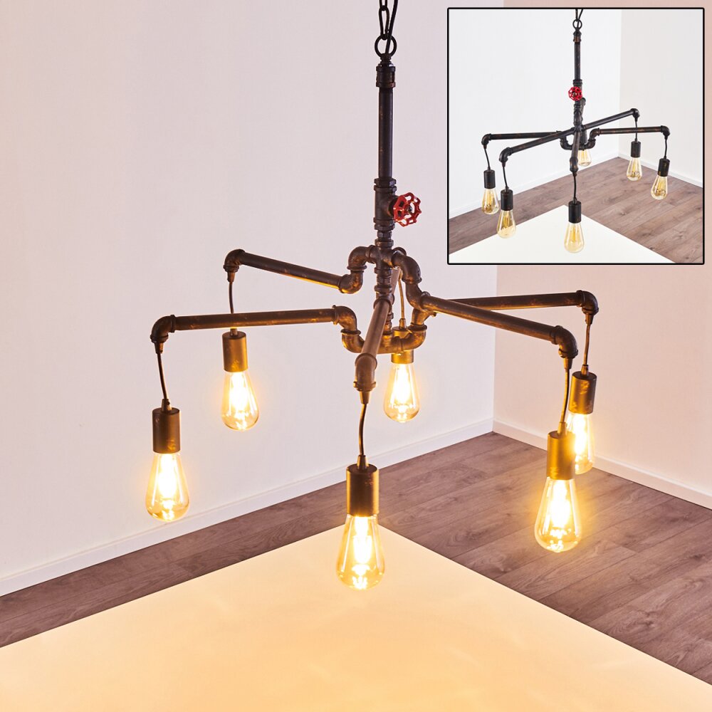 Kolyma Pendelleuchte Rostfarben, Schwarz, 6-flammig main product photo