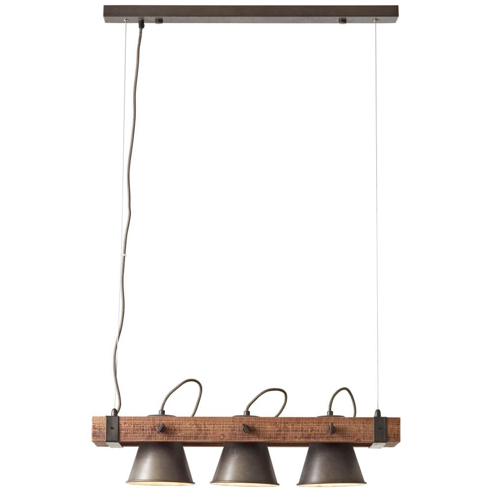 Brilliant Leuchten Plow Pendelleuchte Holz dunkel, Schwarz, 3-flammig main product photo