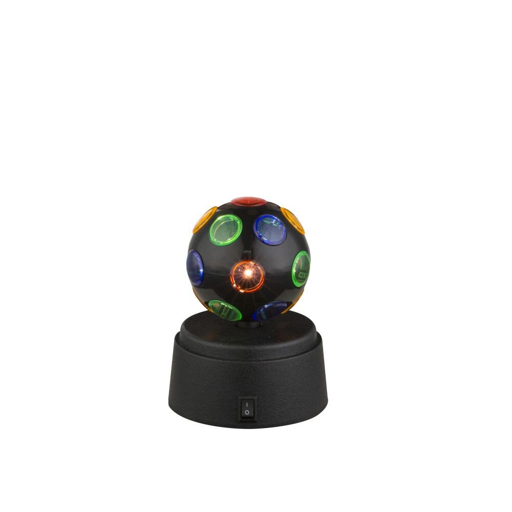 Globo 28017 rotierende Tischlampe Discokugel Disco 3x0,06W - mehrfarbig,  Schalter auf dem Körper, schwarz